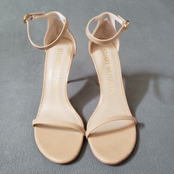 Stuart Weitzman Nudistsong Heels Adobe 8.5 STUA-WZ128 Tan Brown Patent Leather - Picture 12 of 16